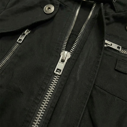 Womens Casual Black Hooded Jacket Zip Upeatshirt Ribbed Knit Collar  Long Sleeve Autumn Winter Streetwear Y2K Style Outerwear