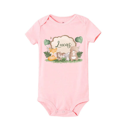 Personalised Leo with Name Baby Romper Newborn Wild One Jungle Birthday Party Bodysuit Cute Toddler Jumpsuit Infant Shower Gift