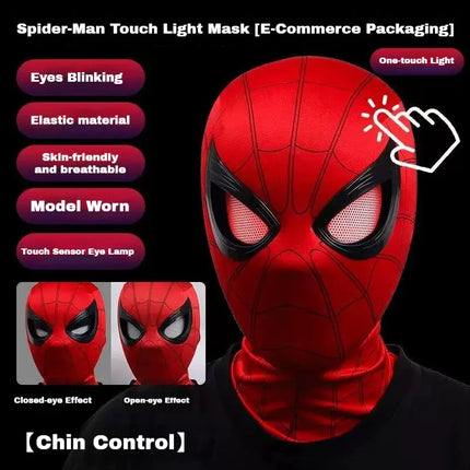Hot In Stock 1:1 Scale Miles Spider-Man Electronic Mask With Moving Glowing Eyes Ring Control Cosplay Toy Gift For Boys Gift