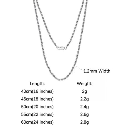 ORSA JEWELS 18K Gold over Authentic 925 Sterling Silver 1.7mm Diamond-Cut Rope Chain Necklace for Man Woman Twist Chain SC29