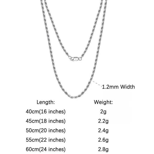 ORSA JEWELS 18K Gold over Authentic 925 Sterling Silver 1.7mm Diamond-Cut Rope Chain Necklace for Man Woman Twist Chain SC29