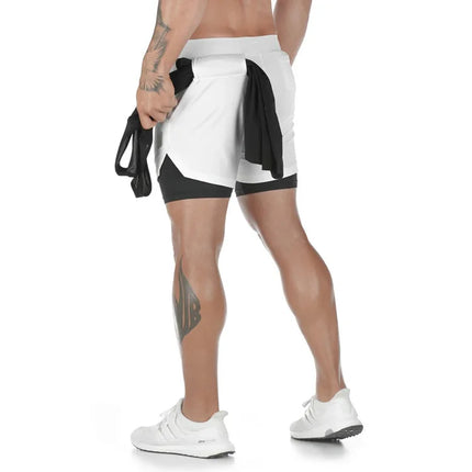 Monster Energy 2-in-1 Double Layer Men's Sport Shorts Comfortable Transpirable Gym Workout Pants Sports Active Leisure Clothing