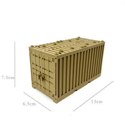 WW2 Military MOC War 2 Container Camp Equipment Warehouse SWAT Scene Cannon Base Model Building Blocks Bricks Children Toys Gift