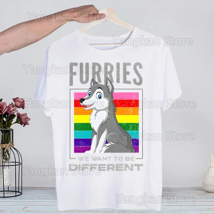 Meme Funny Fur Furry Cute T-Shirt Men Unisex Anime Cartoon Design Men Tee Shirt Homme Summer Tops Short Sleeve Vintage Style
