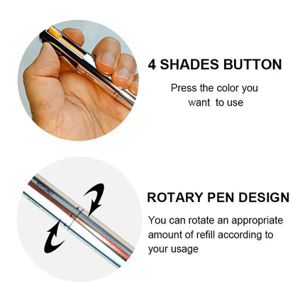 4 in 1 Long-lasting Vegan Makeup Pen Face Eye Makeup Beauty Pencil Eyebrow Eyeliner Lip Liner Highlighter Pen