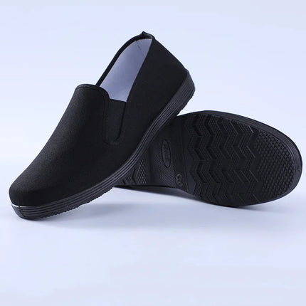 Hot Sale Of The Season Pure Color Black Low-Top round Toe Beijing Style Cotton Canvas Slip-On Shoes Breathable Flat Heel Inje...