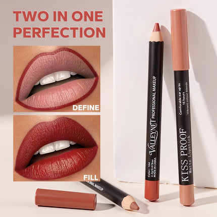 Thanksgiving/Christmas women's cosmetics gifts: 12 color matte velvet lipliner, natural&waterproof&easy to color lipstick pen.