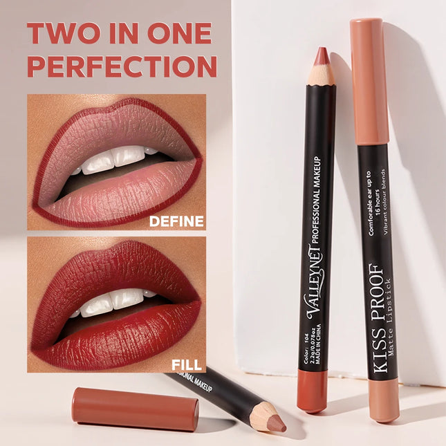 Thanksgiving/Christmas women's cosmetics gifts: 12 color matte velvet lipliner, natural&waterproof&easy to color lipstick pen.