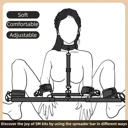 Stainless Steel Adjustable Spreader Bar Handcuffs Wrist Ankle Cuffs BDSM Sex Toy Slave Obedience Bondage Train Fetish Restraints
