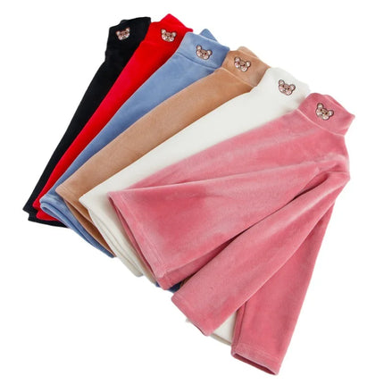 Warm Base, Autumn and Winter with Fleece, Children's Long Sleeved Fleece Thickened Shirt, Men's and Women's High Neck Top