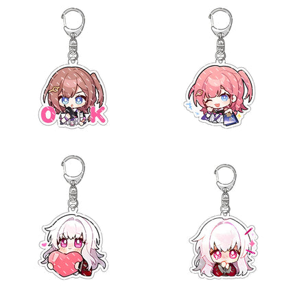 Honkai: Star Rail Anime Figure Acrylic Keychain Dan Heng Feixiao Firefly Model Plate 4pc/set Keyring Game Fans Gift