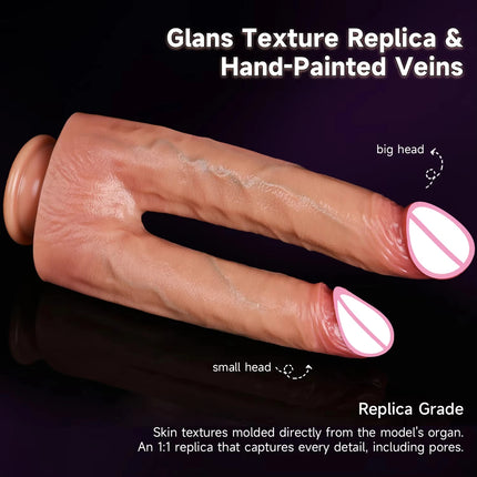 Realistic Double Dildo Silicone Double Headed Dildos with Strong Suction Cup - Ideal Adult Penis Toy for Women Gay and Couples