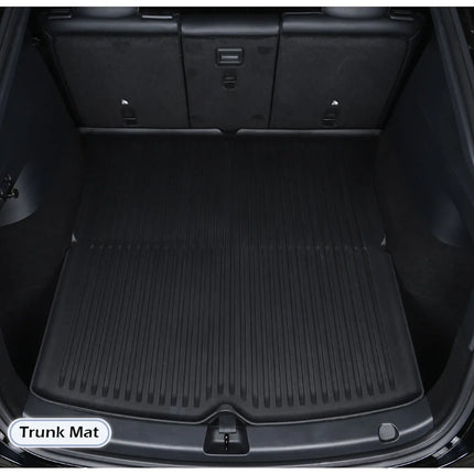 Floor Mat with Door Sill Strip For 2025 2026 Tesla Model Y Juniper All Weather TPE Trunk Cargo Liner Boot Mat Backrest Pad