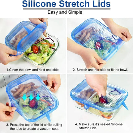 6-24Pcs Food silicone lid Silicone Stretch Lids Reusable Silicone Food Bowl Covers rectangular sealed bowl lid for Food Storage
