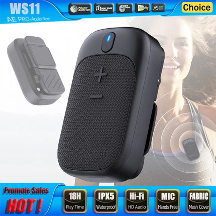 Wearable Bluetooth Speaker Mini Magnetic Clip Wireless Speaker 15H Playtime Portable Outdoor Waterproof Hands-free Call Speaker