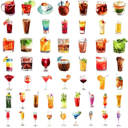 10/25/50pcs Cocktail Drink Graffiti Stickers Wine for DIY Travel Luggage Water Bottle Phone Laptop Guitar Scrapbook Car Decal