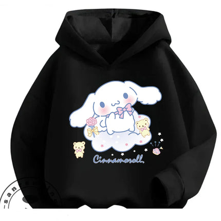 Autumn Winter Outdoor Casual Cinnamoroll Hooded Sweatshirt 3-14Y Boys Girls Cute Kawaii Cartoon Street Hot Fashion