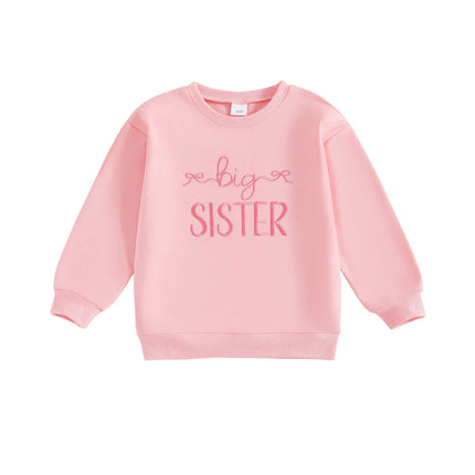 1-6T Little Toddler Girls Fall Sweatshirt Stylish Letter Embroidered Loose Fit Casual Crew Neck Long Sleeve Pullover