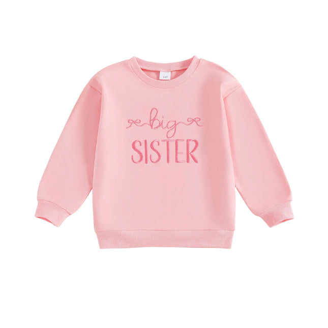1-6T Little Toddler Girls Fall Sweatshirt Stylish Letter Embroidered Loose Fit Casual Crew Neck Long Sleeve Pullover