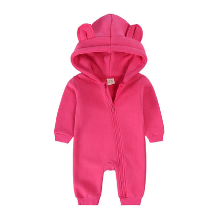 New Bodysuit For Newborn Rompers Baby Boys Girls Clothes Long Sleeve Solid Hoodies Bear Jumpsuit Costume Infant Onesies 3M-24M