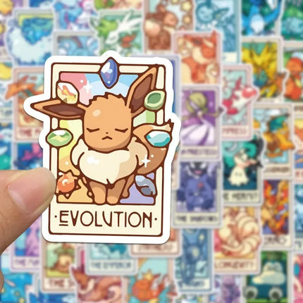 60pcs Pokemon Tarot Card Stickers Decals Cute Dragonite The Messenger Stickers for Laptop Luggage Decor Kids Toys