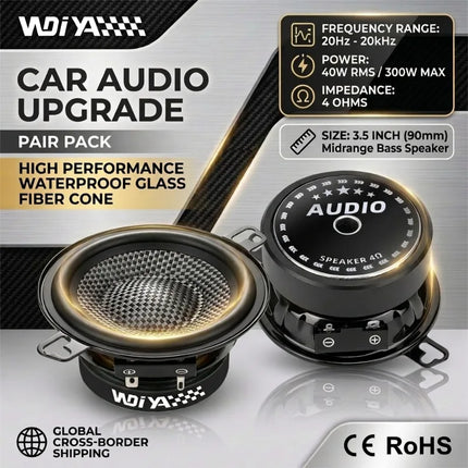 2 Pcs 3.5 Inch Midrange Bass Speaker Peak 300w 4 Ohm Carbon Fiber Basin HIFI High Power Audio Subwoofer Car Stereo Sound Speaker