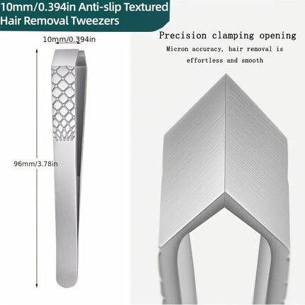 10mm Wide-Opening Stainless Steel Hair Remover and Epilator Ergonomic Handle Precision Large Opening for Men and Women