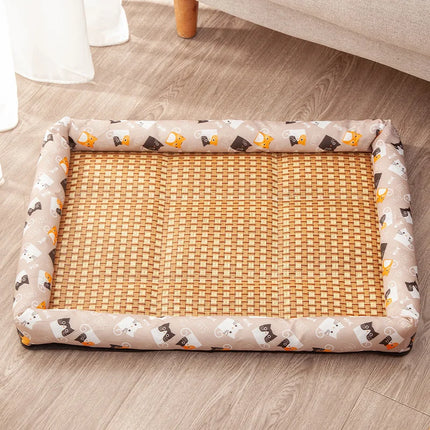 Comfortable Summer Small Cat Cooling Mat Moistureproof Medium Dog Sleeping Bed Cushion Rattan Mat Pet Puppy Accessories