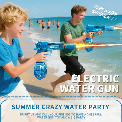 Manual & Electric Water Gun for Kids & Adults, With Lights & Rechargeable Water Blaster for Summer Pool Beach Outdoor Squirt Gun