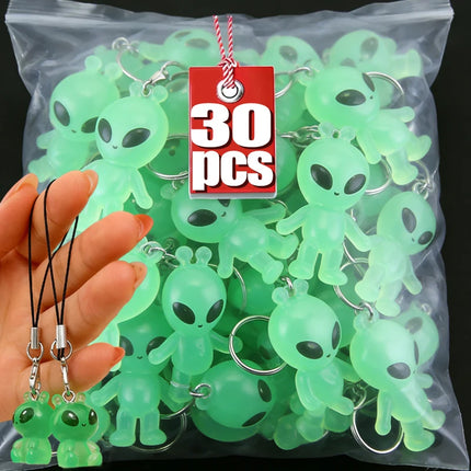 1-30pcs 2026 New Luminous Alien Mobile Phone Lanyard Backpack Keychains Pendants Cute and Glowing Creative Small Pendant