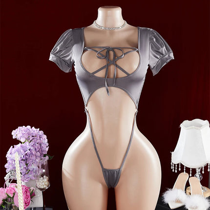Sexy One-piece  Hot Hollow Open Bra Baby Doll Cosplay Bodysuit Sexy Women's Sex Clothes Crotchless Exposed Navel Erotic Costumes