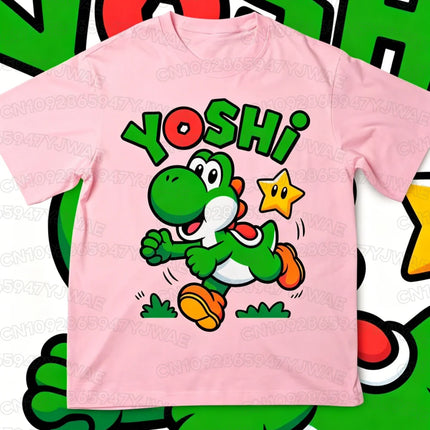 Boys Girls Family Kids T-shirt Tops Summer Cartoon Yoshi Men's Women's Short Sleeve T-shirt Tops