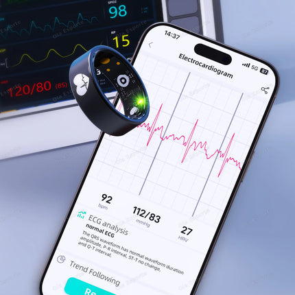 New R30 ECG Body Temperature Smart Health Ring Blood Pressure Sleep Monitoring Rings Waterproof Multiple Sport Modes Smart Ring