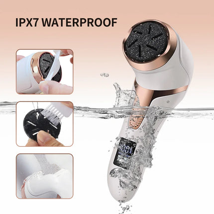 Electric Foot File Callus Remover, 3 Heads Auto Dust Vacuuming Rechargeable 2 Speed Heel Dead Skin Grinder with Pedicure Tools