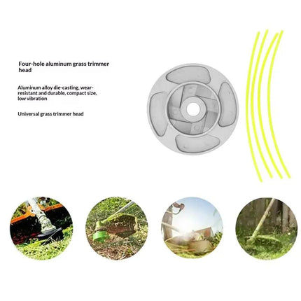 With 4 Nylon Lines For Brush Cutter Strimmer Replacement Universal Mower Aluminum Grass Trimmer Head Brush Cutter Head