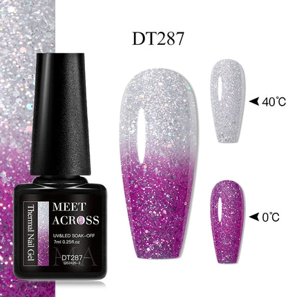7ml Thermal Gel Nail Polish 3 Layers Temperature Color Changing Gel Winter Grey Semi Permanent Soak Off Nails Art UV Gel Varnish