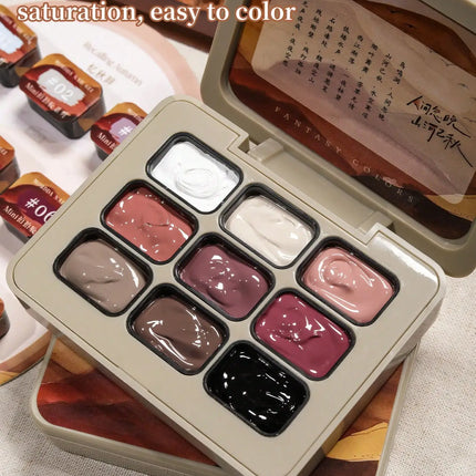 9-colors Memories of Autumn patter glue smudges canned high saturation popular semi-solid nail polish glue-Yi Qiu Ci