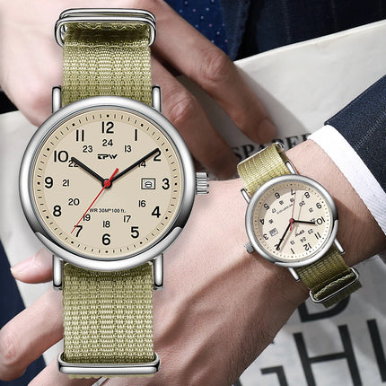 2026 TPW Field Watch Easy Reading Fabric Strap 24 Hours Display Quartz Movement Day function