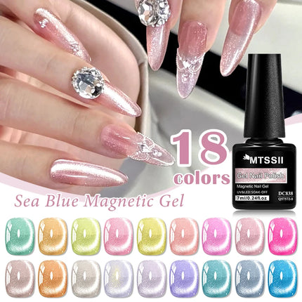 Moonlight Crystal Cat Magnetic Gel Nail Polish Holographic Glitter Semi Permanent Nail Art UV Gel Soak Off Varnish Nail Supplies