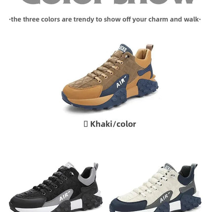 Men's Spring New Sport Shoes Casual Classic Trendy Thick Bottom Leisure Shoes Breathable Microfiber Upgraded Spring Autumn