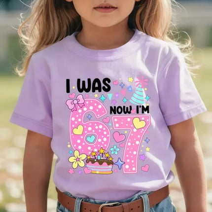 67 Meme T-Shirt for Girls 6-7 Years Old Birthday Party Gifts Summer Short Sleeve Tees Crew Neck Graphic Y2k Children's Clothing