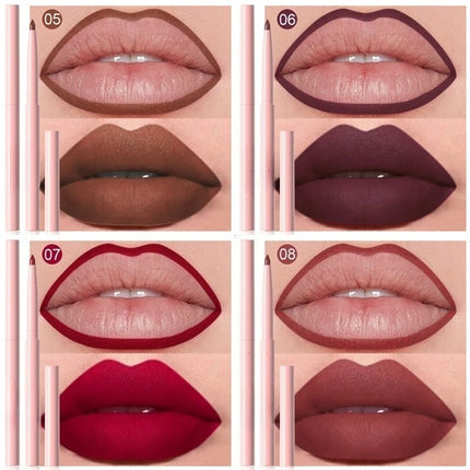 6pcs Lip Liner Pen Set Long-Lasting, Waterproof Sweatproof, Easy Coloring Non-fading Color Rendering Lip Gloss Set Beauty Makeup