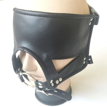 Faux Leather Head Harness Straps Mask Adult Products Oral Fixation Open Mouth Gag BDSM Bondage Roleplay Sex Toys for Women Men