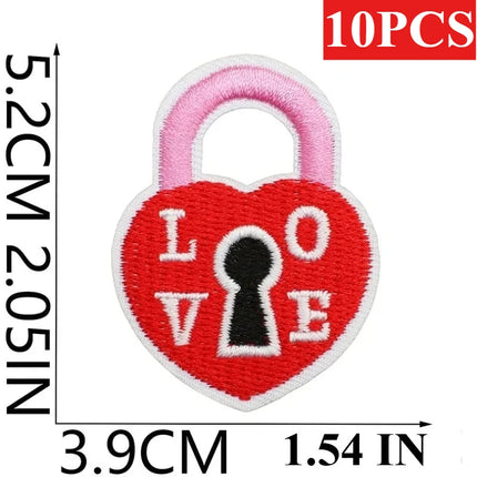 10PCS Wholesale Pink Car Shape Embroidery Pink Love Style Patches DIY Cloth for Hats/T-shirt/Jeans Girls Kids Valentine Iron on