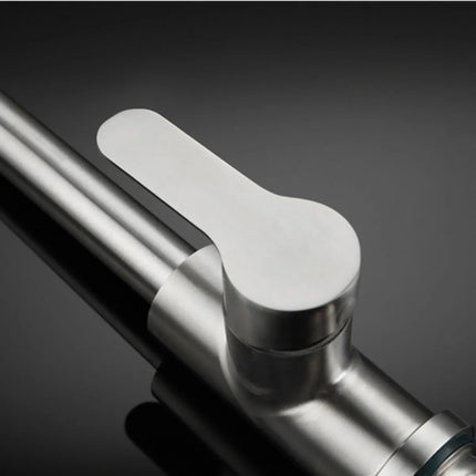 Stainless steel pull-down kitchen faucet, single-hole installation, ceramic valve core, G1/2 Asian standard inlet.
