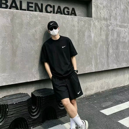Nike Sportswear Dri-FIT Logo Crew Neck Short Sleeve T-Shirt & Football Shorts Casual Sportswear Set BV0508-010BV6855-010