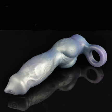 FAAK Pink Dildo Sheath Fantasy Ribbed Dragon Penis Sleeve Soft Silicone Sex Toys Stretchable Cock Enlargement Male Masturbator