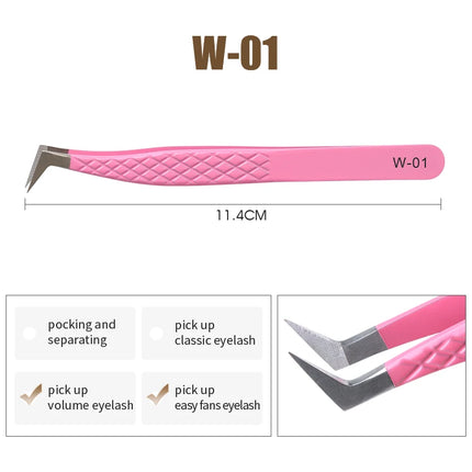 Natuhana Rose red Tweezers Stainless Steel  Tweezers High Precision Anti-static Tweezers for Eyelash Extensions Makeup