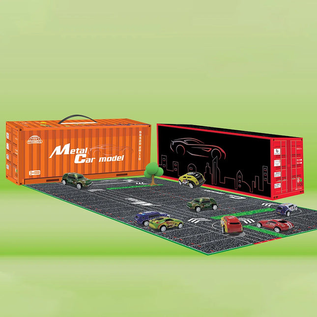 48 Pieces Mini Car Set Inertia Pull Back Cars for Boys Plastic Vehicle Model with Container Collection Simulation Toy Birthday