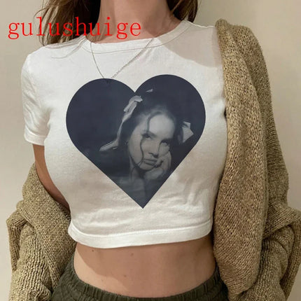 Crop Top Lana Del Rey Ldr Sailing Graphics T Shirt Cropped Harajuku Women Vintage Short-Sleeve T-Shirt Streetwear Female Tshirt